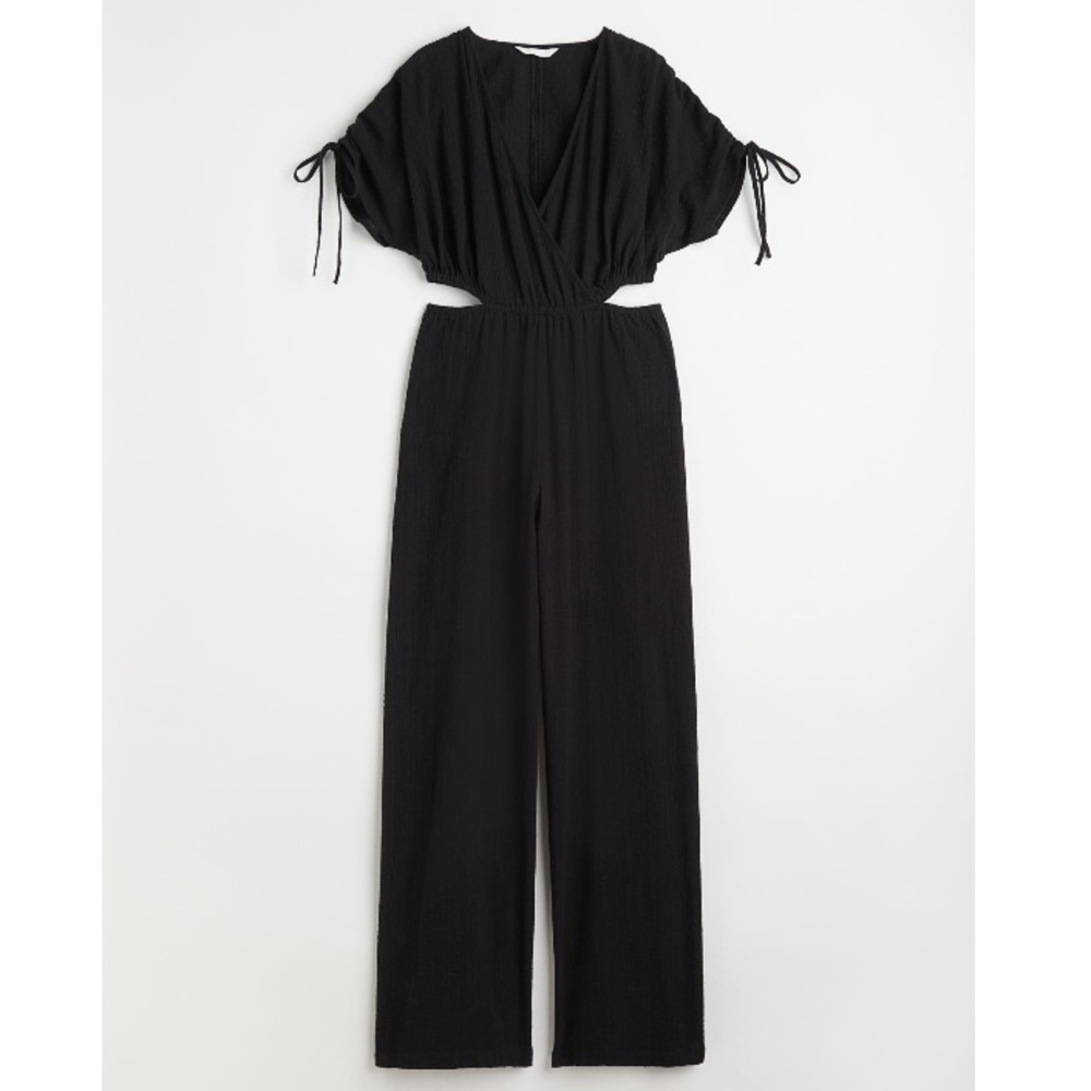 Wrap-over jumpsuit with cutouts